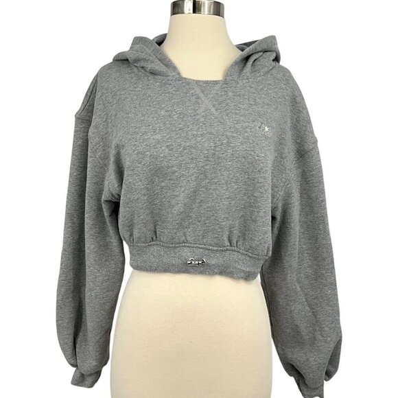 For Love & Lemons Tops - For Love and Lemons Josie Gray Hoody Crop Hoodie Sweatshirt Size M Pullover